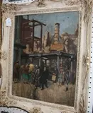 A. Vernon Lovegrove, Spring in Oxford St. 1942' (View of the London Street during the Blitz), oil on canvas-board