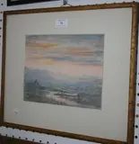 Lady Paula Jones, Sunset, near Assisi, 1929, watercolour