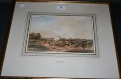 David Cox Senior, Figures on a Country Path walking towards a Cottage within a Landscape, watercolour