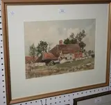 Oliver Hall, View of a Sussex Farm House, probably Adversane, watercolour