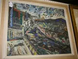 José Alberti Corominas, Paisaje' (View of a Continental Town with River), 1965, oil on canvas