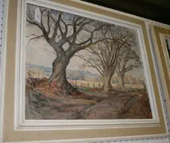 A.M. Carr, Trees' (Rural Landscape with Three Trees in the foreground), oil on artist's board