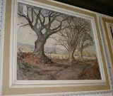 A.M. Carr, Trees' (Rural Landscape with Three Trees in the foreground), oil on artist's board