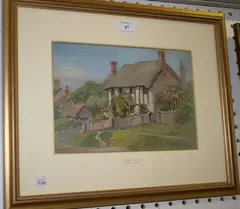 Thomas E Francis, Whiteleaf' (Views of Cottages), a pair of 20th Century watercolours with gouache