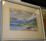Sybella Stiles, Hillocky Coastal Landscape, watercolour with gouache