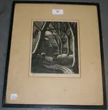 Ursula Bradshaw, The Road to the Farm, woodcut