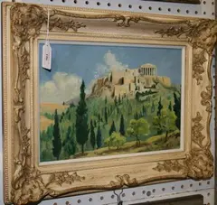 Reginald Brill, View of the Acropolis, oil on board