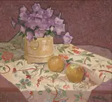 John Heseltine, Still Life with Flowers and Fruit, oil on canvas