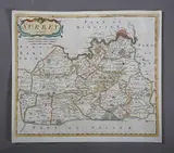 Robert Morden, Map of Surrey, engraving with hand-colouring