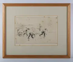 Edmund Blampied, Children playing, etching