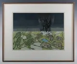 Edward Bawden, Aesop’s Fables: Frog, Mouse and Kite, colour linocut