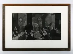 A Bar in Bavaria; Hardenburgstrasse by Sanchia Lewis, two etchings with aquatint, sold Aug 2026