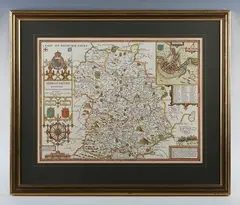 John Speed, Shropshyre described’: map of Shropshire, engraving with hand-colouring