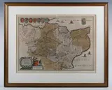 Johannes Blaeu, Cantium Vernacule Kent': map of Kent, engraving with hand-colouring
