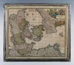 Mattei Seutteri, Daniae Regnum cum Ducatu Holsatiae et Slesvici': map of Denmark, engraving with hand-colouring