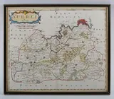 Robert Morden, Map of Surrey, engraving with hand-colouring