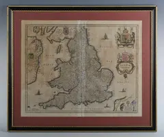 William Blaeu, Anglia Regnum': map of England, engraving with hand-colouring