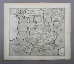William Hole, Engalond Anglia Anglosaxonum Heptarchia': map of England, engraved for Camden's Britannia, engraving