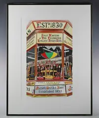 Glyn Boyde Harte, James Smith & Sons Whipmaker window display, colour lithograph