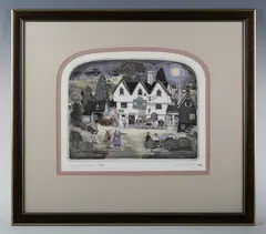 Graham Clarke, Bat & Ball, coloured etching with aquatint