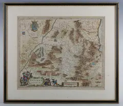 Willem Blaeu, Navarra Regnum': map of Navarre, engraving with hand-colouring