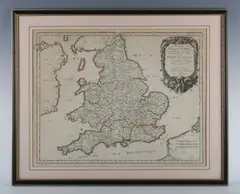 Guillaume Sanson, Le Royaume d`Angleterre, divisé dans les sept Royaumes ou Heptarchies des Saxons; et la Princip[ali]té de Galles': map of England and Wales, engraving with hand-colouring