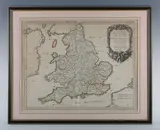 Guillaume Sanson, Le Royaume d`Angleterre, divisé dans les sept Royaumes ou Heptarchies des Saxons; et la Princip[ali]té de Galles': map of England and Wales, engraving with hand-colouring