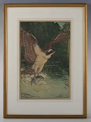 Allen W. Seaby, Osprey, colour woodcut