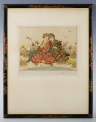 Elyse Ashe Lord, Sisters; Geisha, two, etchings with colour aquatint