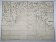 J.W. Norie, The Entrances to The River Thames, exhibiting the various channels from the Nore to the Downs, Harwich and Orfordness, with plans of the Thames and Medway', engraved map, published/corrected 1832/7, s, with a green oil cloth slip case.