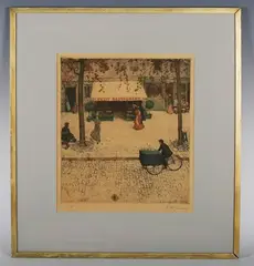 Petit Restaurant by Tavík František Šimon, colour etching, sold Aug 2025