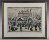 L. S. Lowry, Market scene, Northern Town, colour print