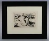 William Charles Penn, Nude bather by the sea, 1928, etching