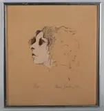 Ramon Santiago, Girl': profile of a woman, 1993, serigraph