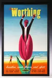 Kenneth Bromfield, Sunny Worthing, Sunshine, music, flowers and sport’: railway travel poster, lithograph