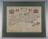 Johannes Blaeu, Suthsexia Vernacule Sussex': map of the county, engraving with later hand colouring