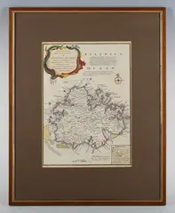 Emanuel Bowen, A New and Accurate Map of the Island of Antigua or Antego, engraving with hand colouring