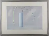 Peter Frie, Grass in a blue vase, colour lithograph