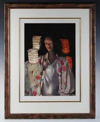 Robert Lenkiewicz, Anna with Paper Lanterns, colour print