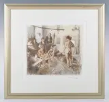 Bernard Dunstan, Life class, colour lithograph