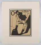 William Nicholson, O for Ostler, colour woodcut