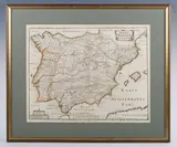 Pierre-Jean Mariette, Nova Hispaniae Descriptio: map of Spain, engraving with hand colouring