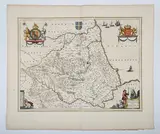 Johannes Blaeu, Episcopatus Dunelmensis Vulgo The Bishoprike of Durham: map of the county, engraving with near period hand-coloured outlines