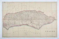 Edward Stanford, Folding Ordnance map of Sussex, engraving with hand colouring