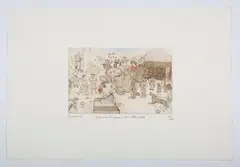 Chris Orr, Down on the farm with a little fiddle'; and 'Harvest home! The last sheaf, 1971, a pair of colour etchings with aquatint