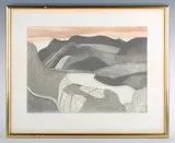 John Brunsdon, Snowdon, colour etching with aquatint