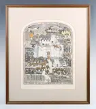 Graham Clarke, Rufus Spratting Chronicle, etching with hand colouring