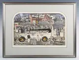 Graham Clarke, Johnny Garlic Sausage, etching with hand colouring