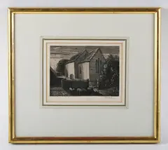 Graham Sutherland, The Meadow Chapel, monochrome etching