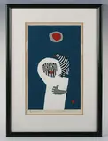 Umetarō Azechi, Figure with Bird, colour woodblock print